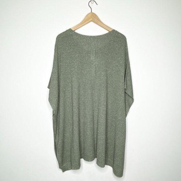 NWT Chico's Lucy Lace Body Poncho Sweater Green Gold Metallic Open Front L/XL - Picture 7 of 13